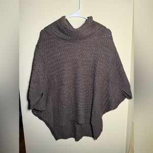 Moth • Anthropologie Cowl Neck Brown Knit Poncho | Size XS | Pullover Boho